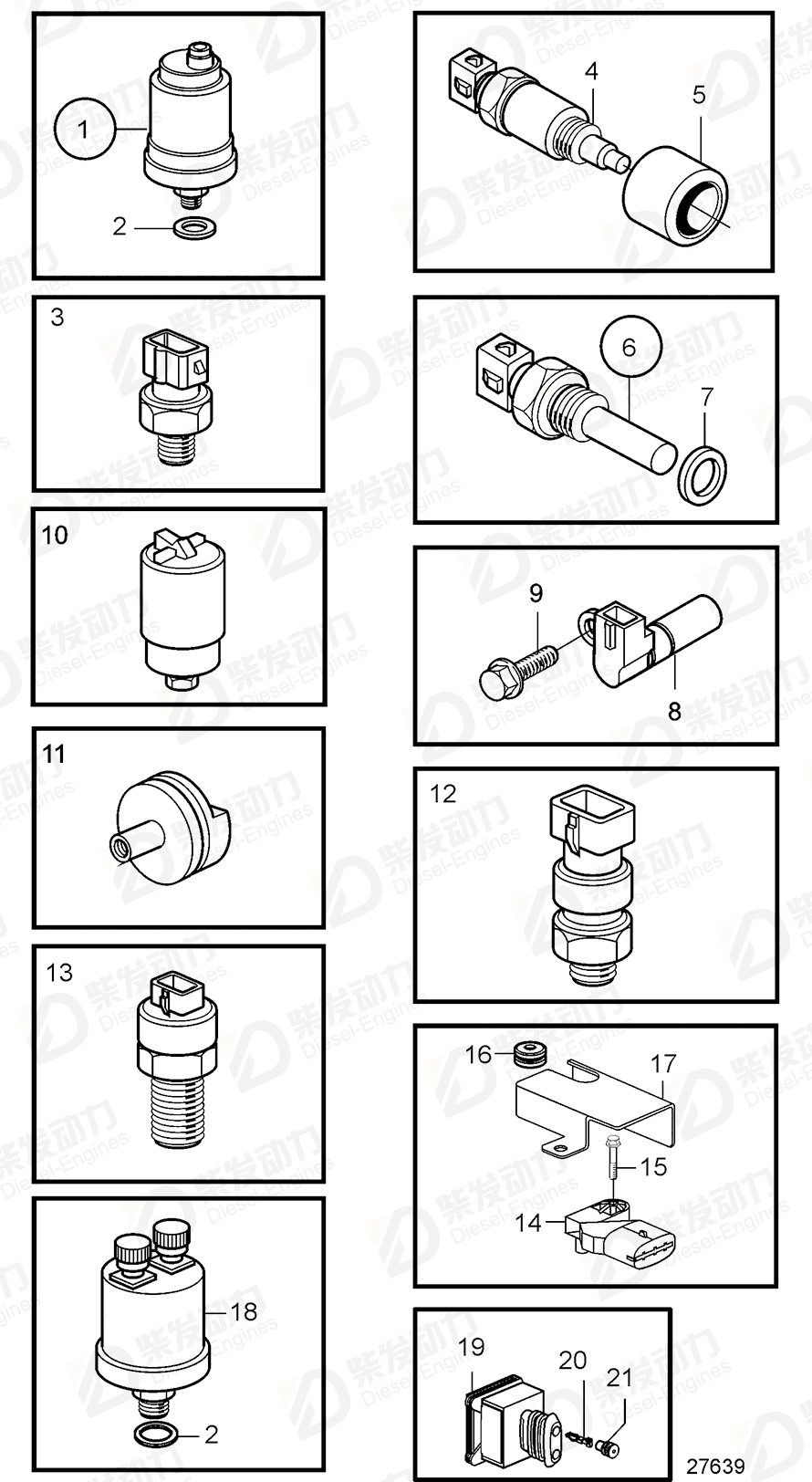 VOLVO Sensor, switch 20555385 Drawing